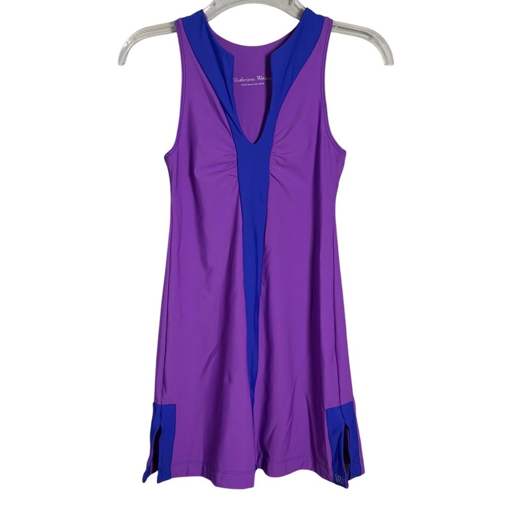 Wilhelmina Wetmore Purple Blue Colorblock Tennis Dress Womens Extra Small XS USA
